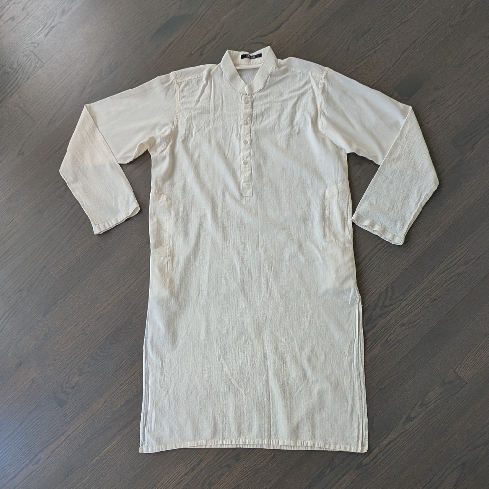 Khaadi Men's Pakistani Indian Textured Kurta, Off-White, Large